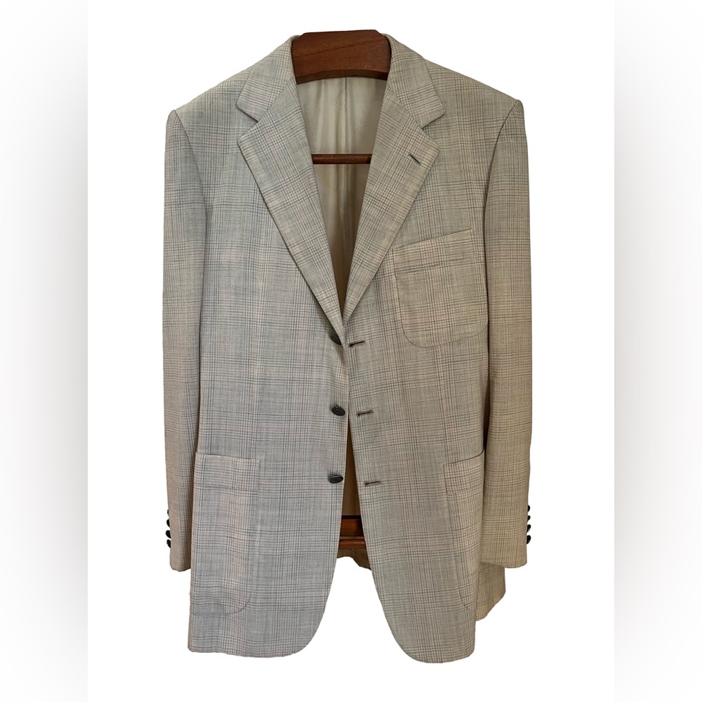 Brioni Ivory Wool Plaid Sports Jacket